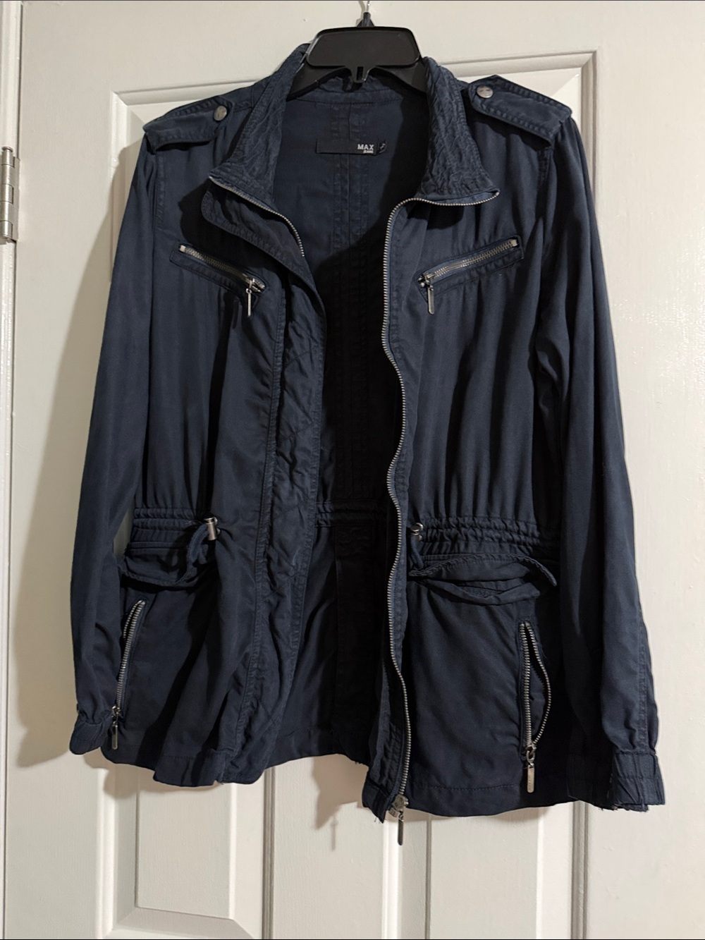 Max Jeans Navy Field Jacket with Zip Pockets